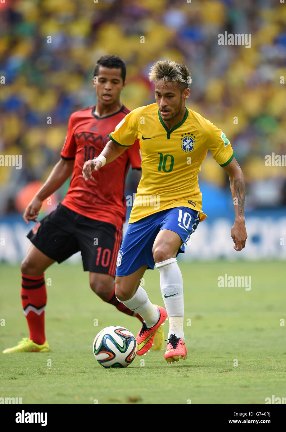Soccer - FIFA World Cup 2014 - Group A - Brazil v Mexico - Estadio Castelao. Brazil's Neymar in action Stock Photo