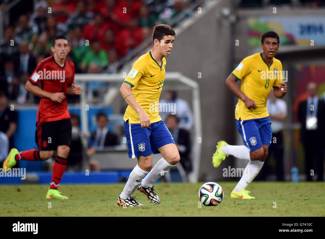 Soccer - FIFA World Cup 2014 - Group A - Brazil v Mexico - Estadio Castelao. Brazil's Oscar Stock Photo