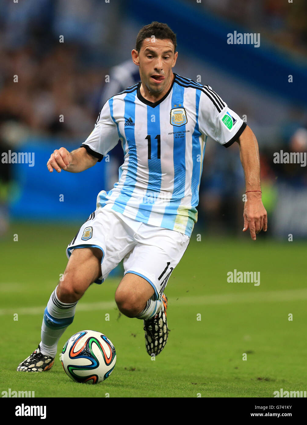 Soccer - FIFA World Cup 2014 - Group F - Argentina v Bosnia and Herzegovina - Maracana. Argentina's Maxi Rodriguez Stock Photo