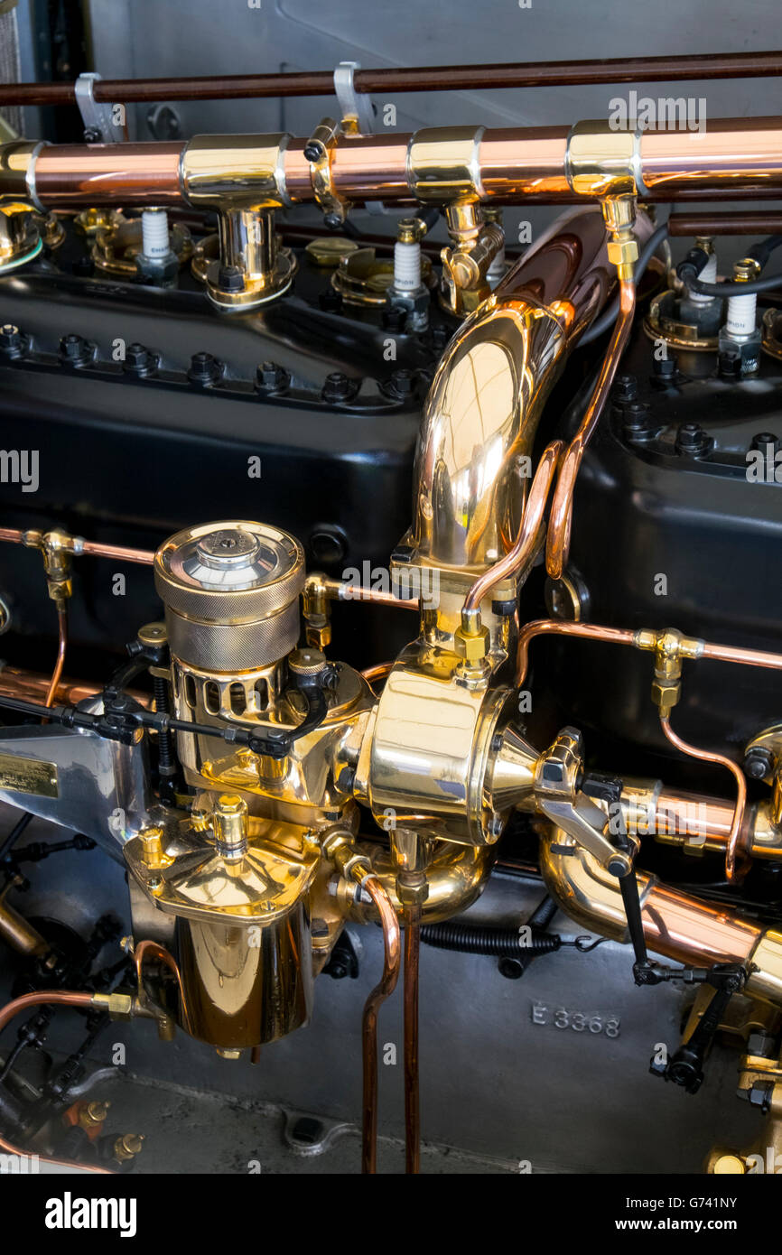 Detail of a Rolls Royce Vintage Car Engine. Stock Photo