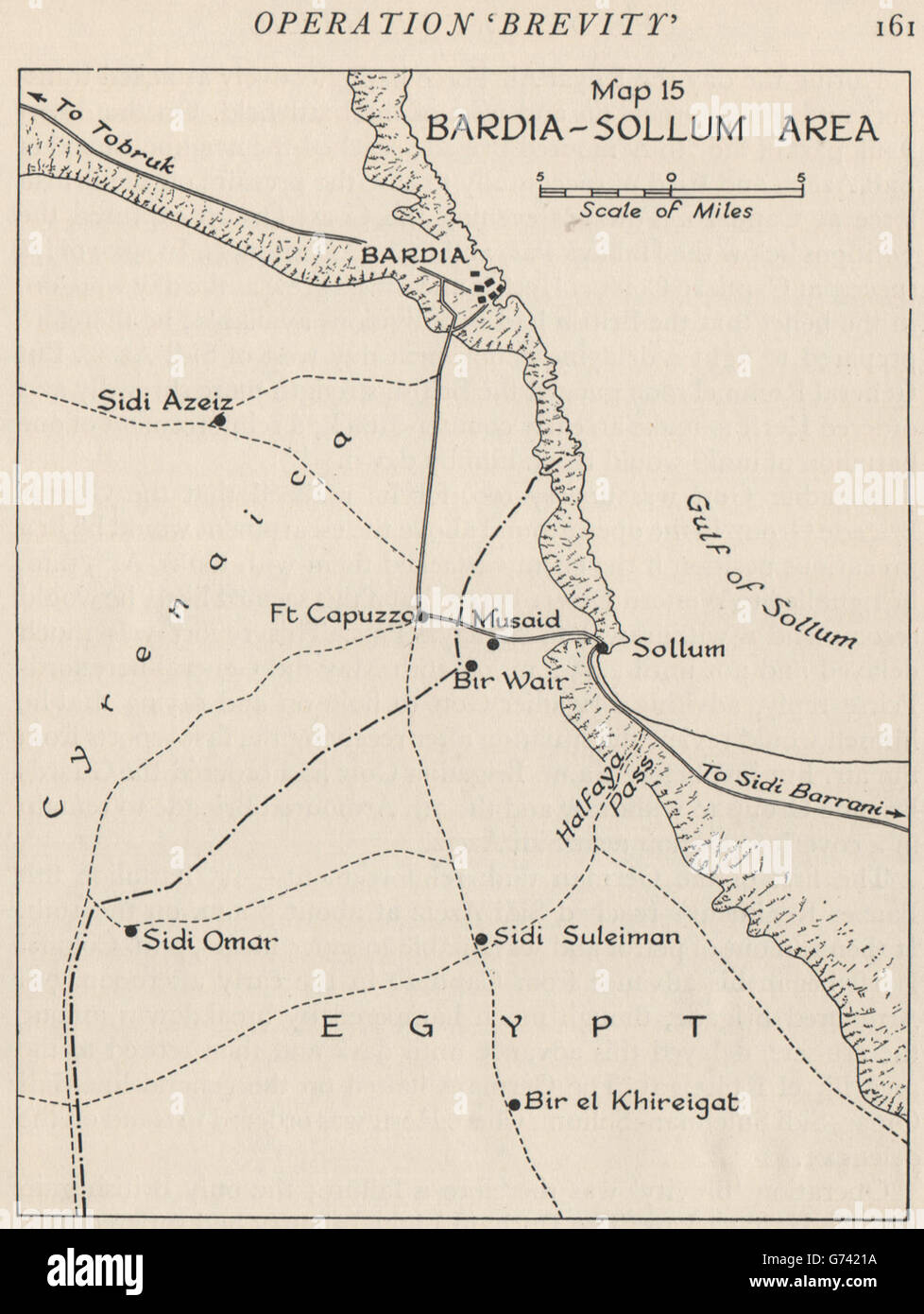 WW2 NORTH AFRICAN CAMPAIGN 1941. Bardia-Sollum Area. Libya, 1956 vintage map Stock Photo