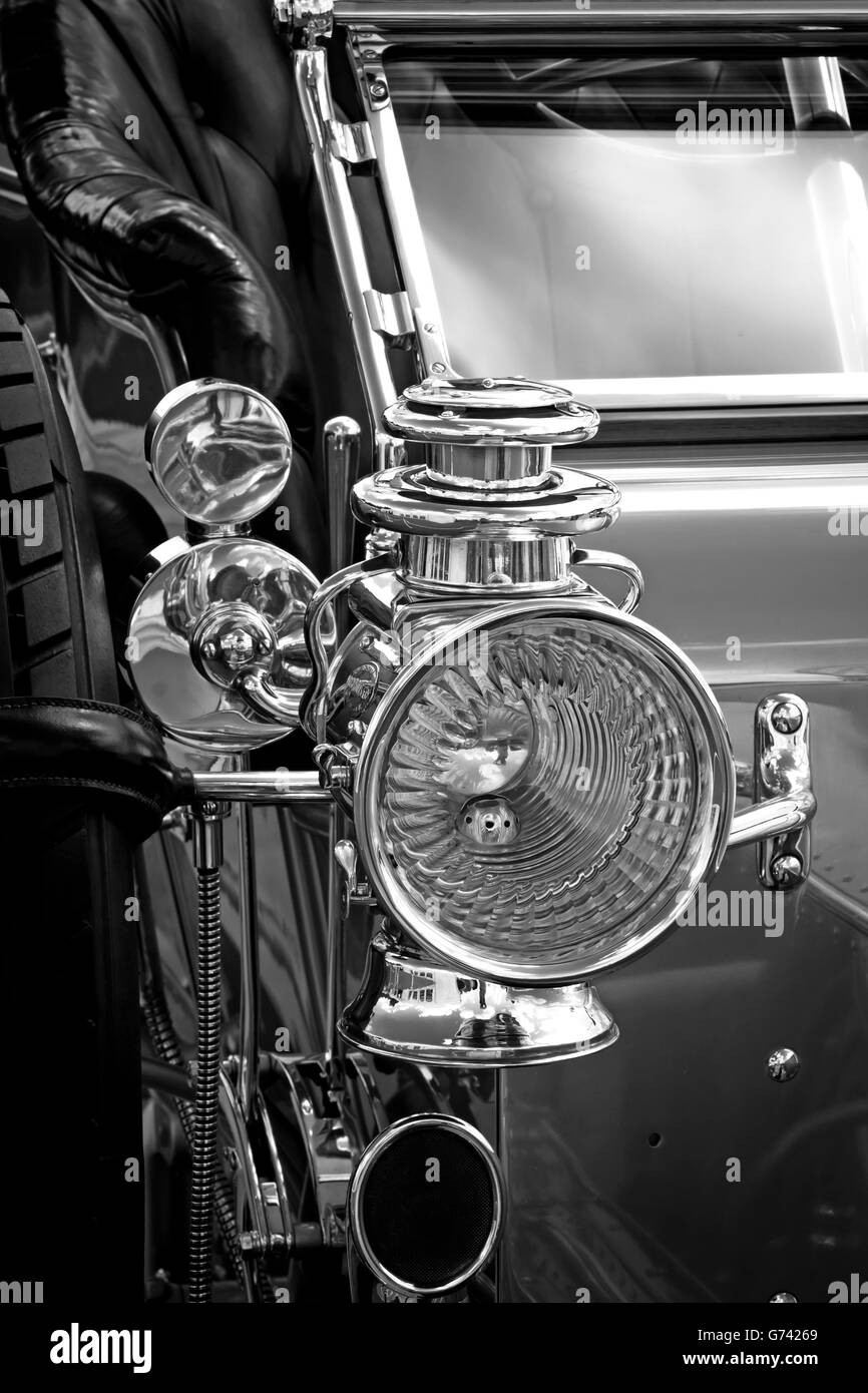 Lamp on the front of a Rolls Royce Silver Ghost Stock Photo