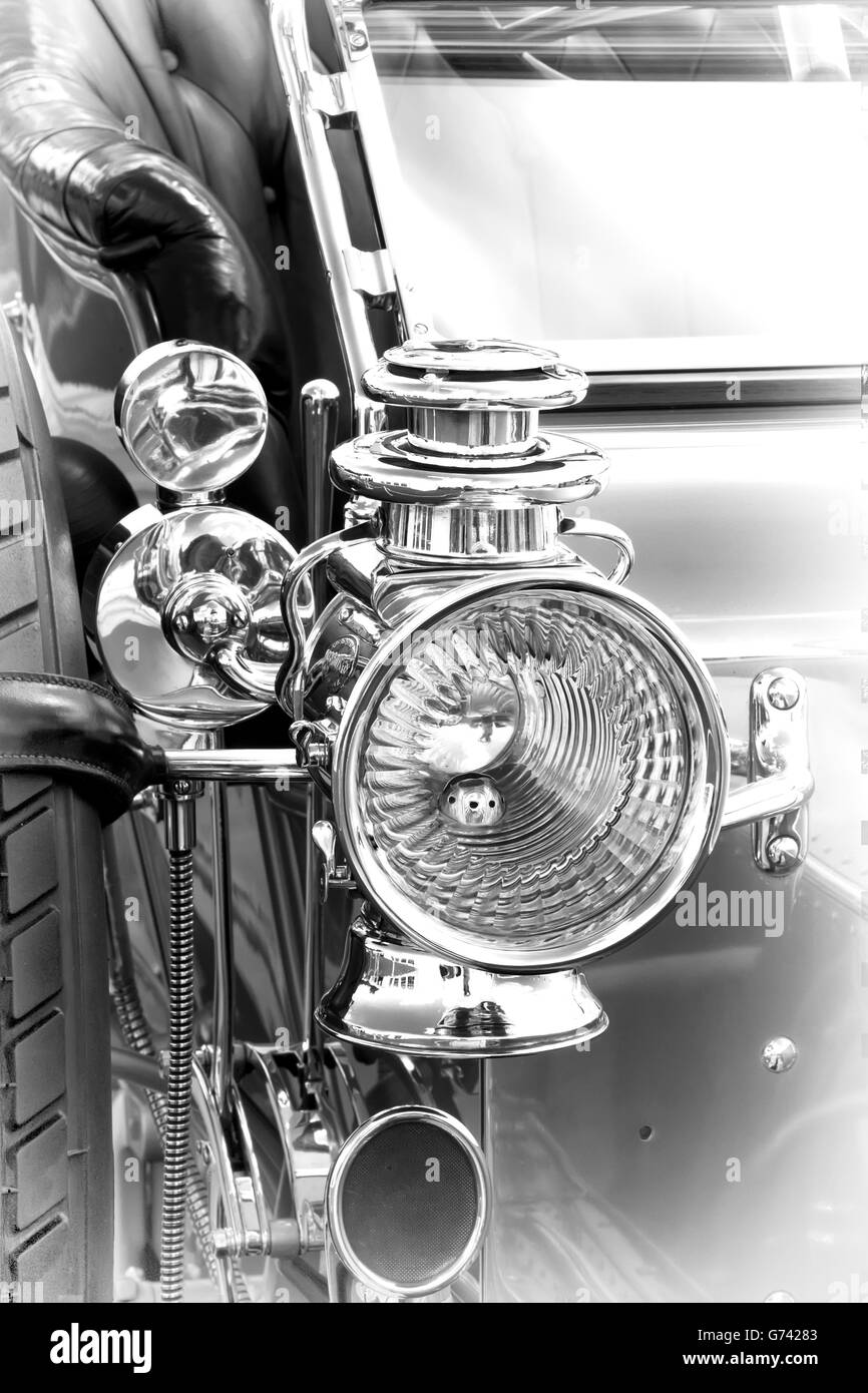 Lamp on the front of a Rolls Royce Silver Ghost Stock Photo