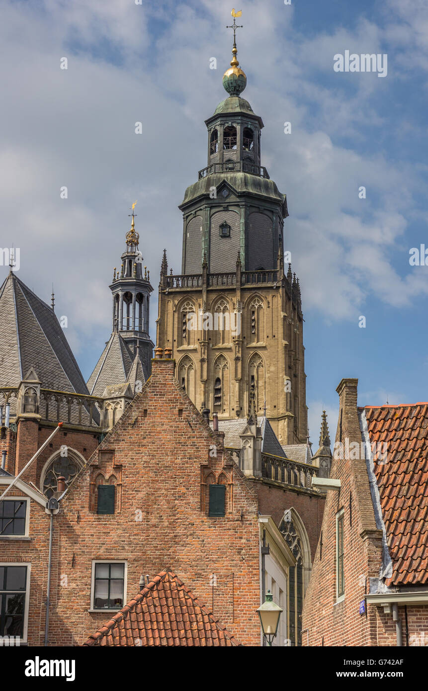 Old houses and the tower of the Walburgis church in Zutphen, The