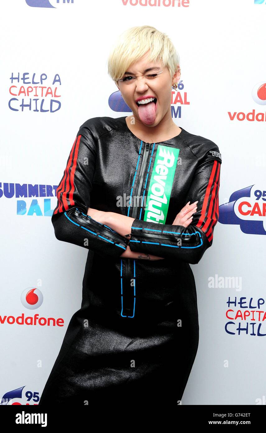 Miley Cyrus backstage at the Capital FM Summertime Ball held at Wembley
