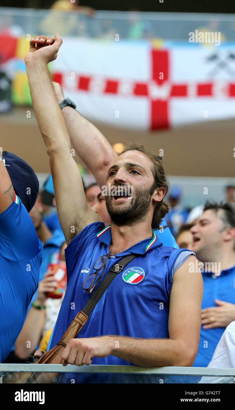 Italy fans in the stands during the FIFA World Cup, Group D match at the Arena da Amazonia, Manaus, Brazil. Stock Photo