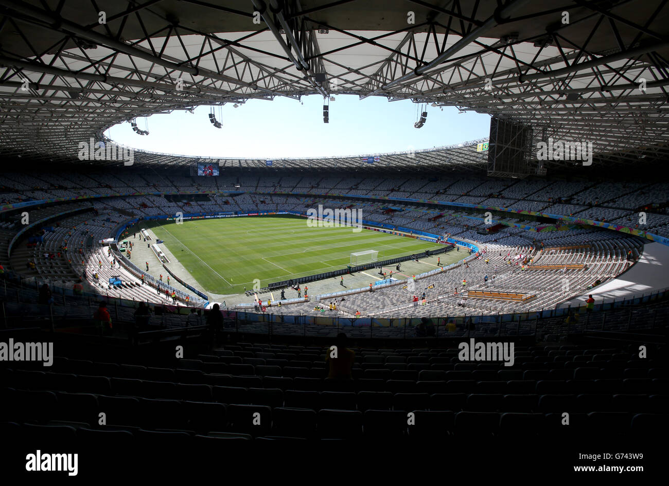 A general view of the Estadio Mineirao before the FIFA World Cup, Group D match at the Estadio Mineirao, Belo Horizonte, Brazil. Stock Photo