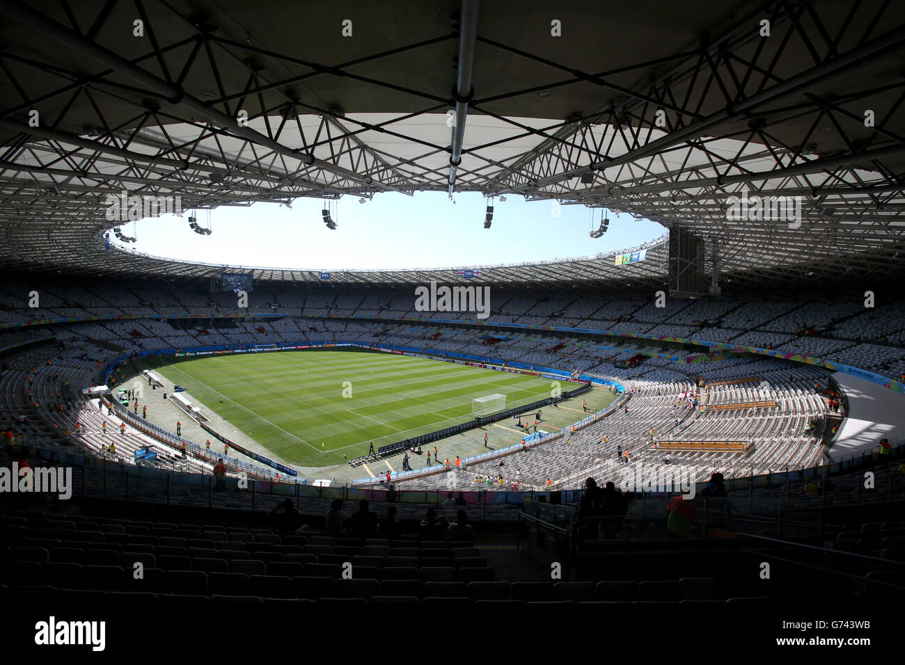 A general view of the Estadio Mineirao before the FIFA World Cup, Group D match at the Estadio Mineirao, Belo Horizonte, Brazil. Stock Photo