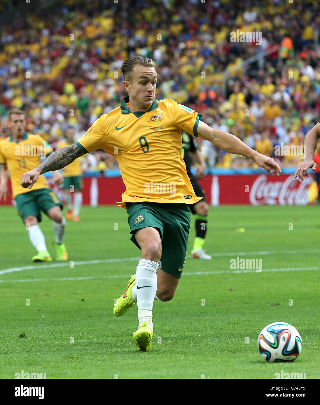 Soccer - FIFA World Cup 2014 - Group B - Australia v Spain - Arena da Baixada. Adam Taggart, Australia Stock Photo