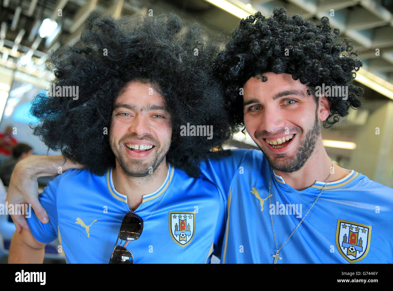 Uruguay fans before the FIFA World Cup, Group D between England and Italy at the Arena da Amazonia, Brazil. Stock Photo
