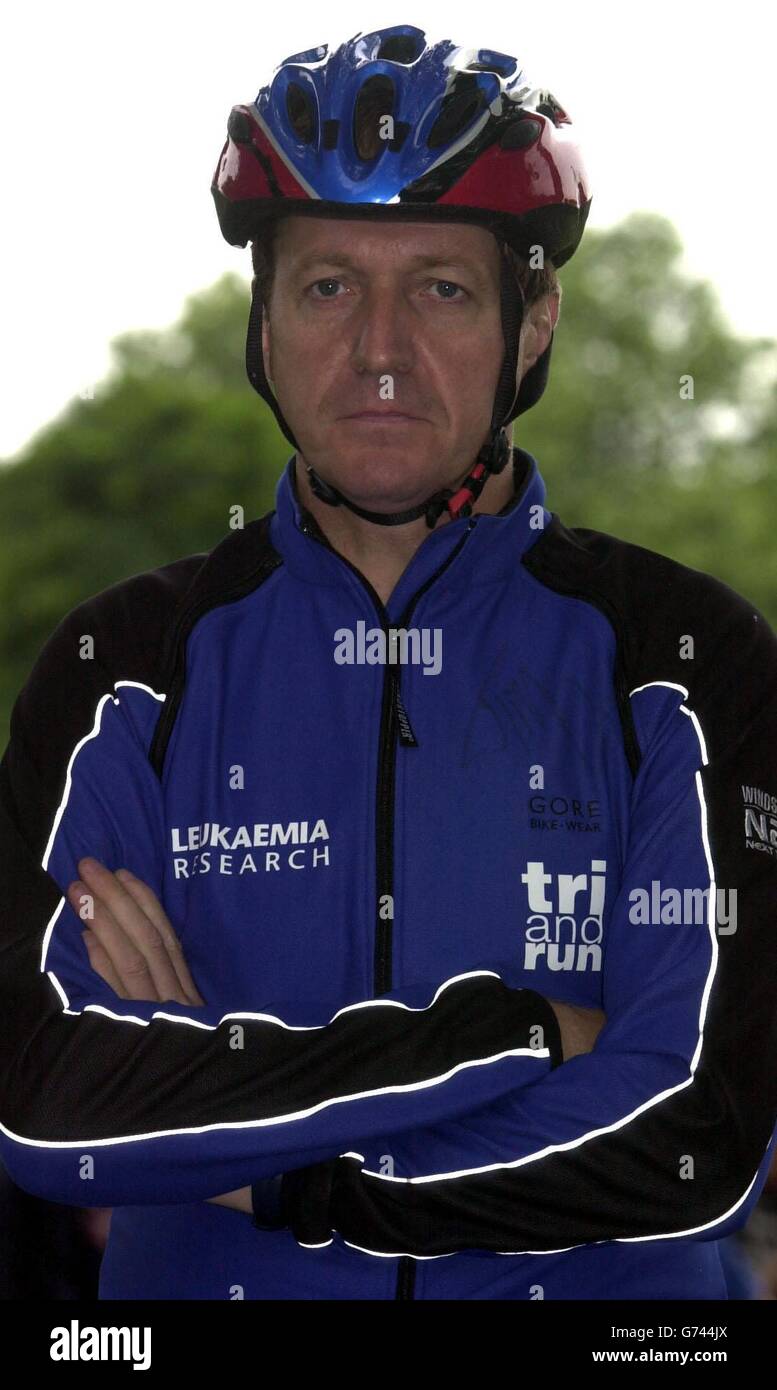 Alastair Campbell during a charity bike a thon in London in aid of Leukaemia research. Stock Photo