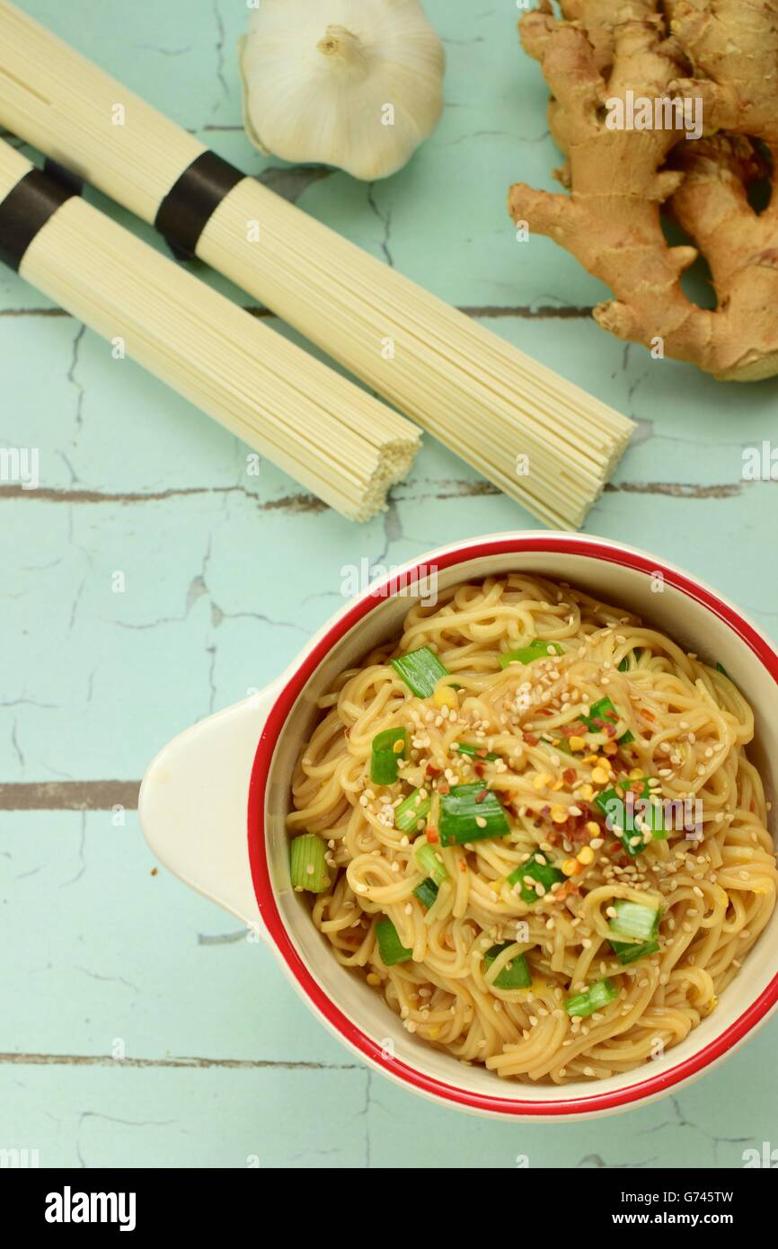 Somen noodle with ginger garlic soy sauce Stock Photo Alamy