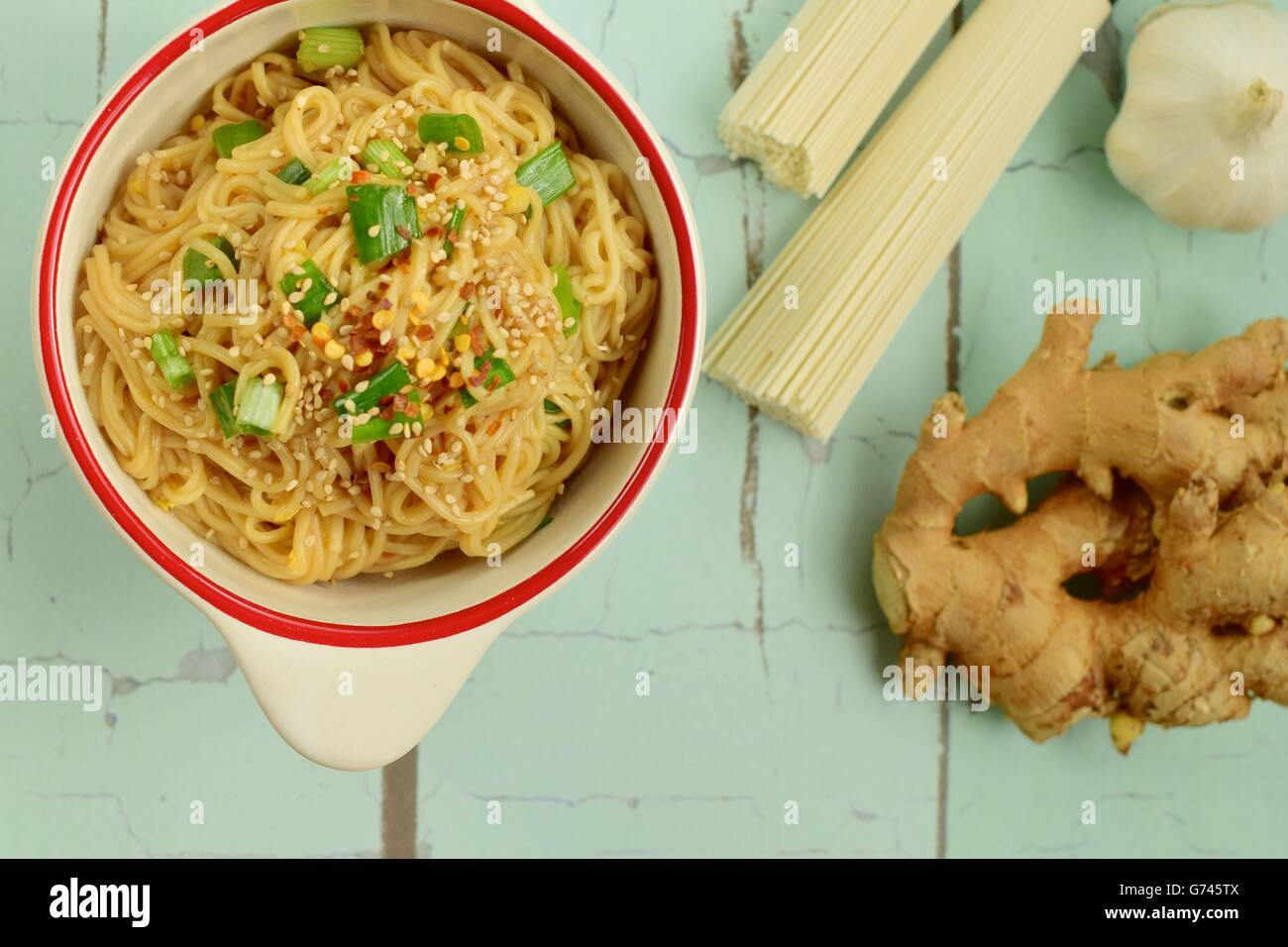 Somen noodle with ginger garlic soy sauce Stock Photo Alamy