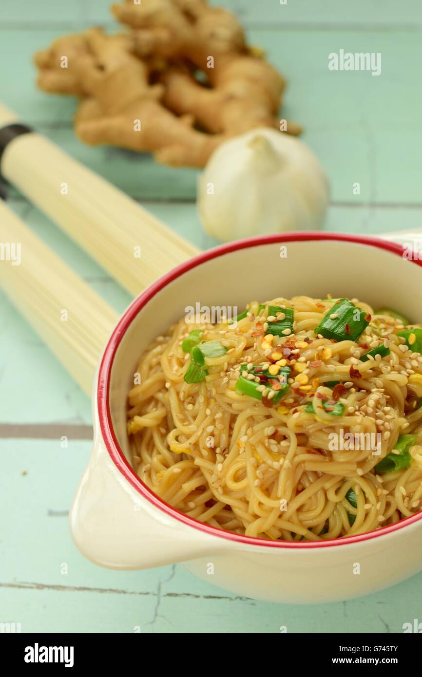 Somen noodle with ginger garlic soy sauce Stock Photo Alamy