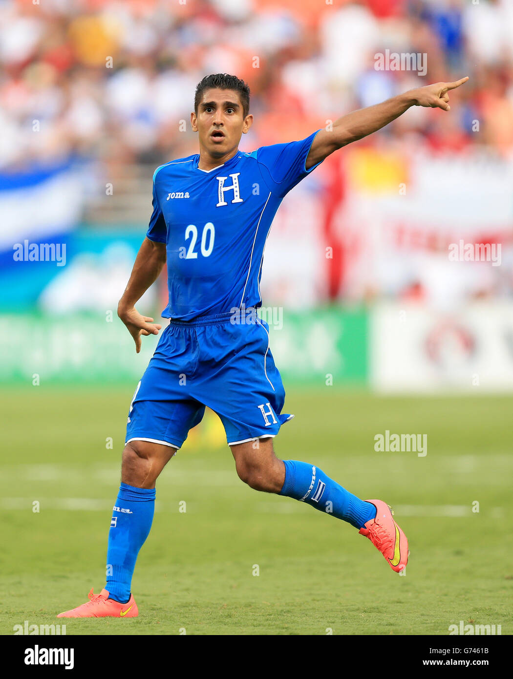 Soccer - FIFA World Cup 2014 - Miami Training Camp - England v Honduras - Sun Life Stadium. Jorge Claros, Honduras Stock Photo