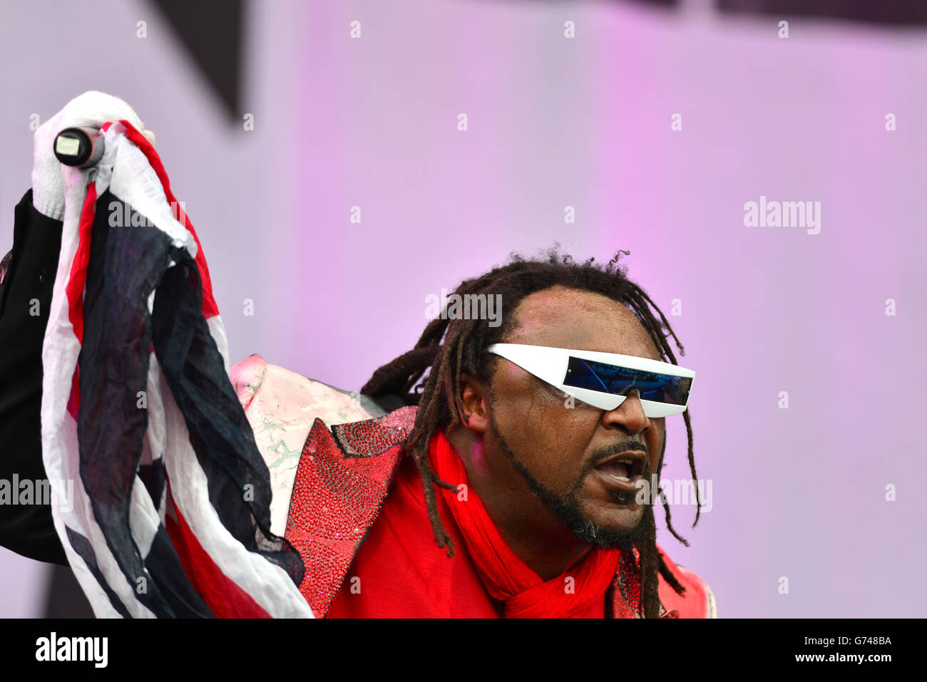 Benji Webbe of Skindred performs during day one of the 2014 Download Festival at Donington Park. Stock Photo