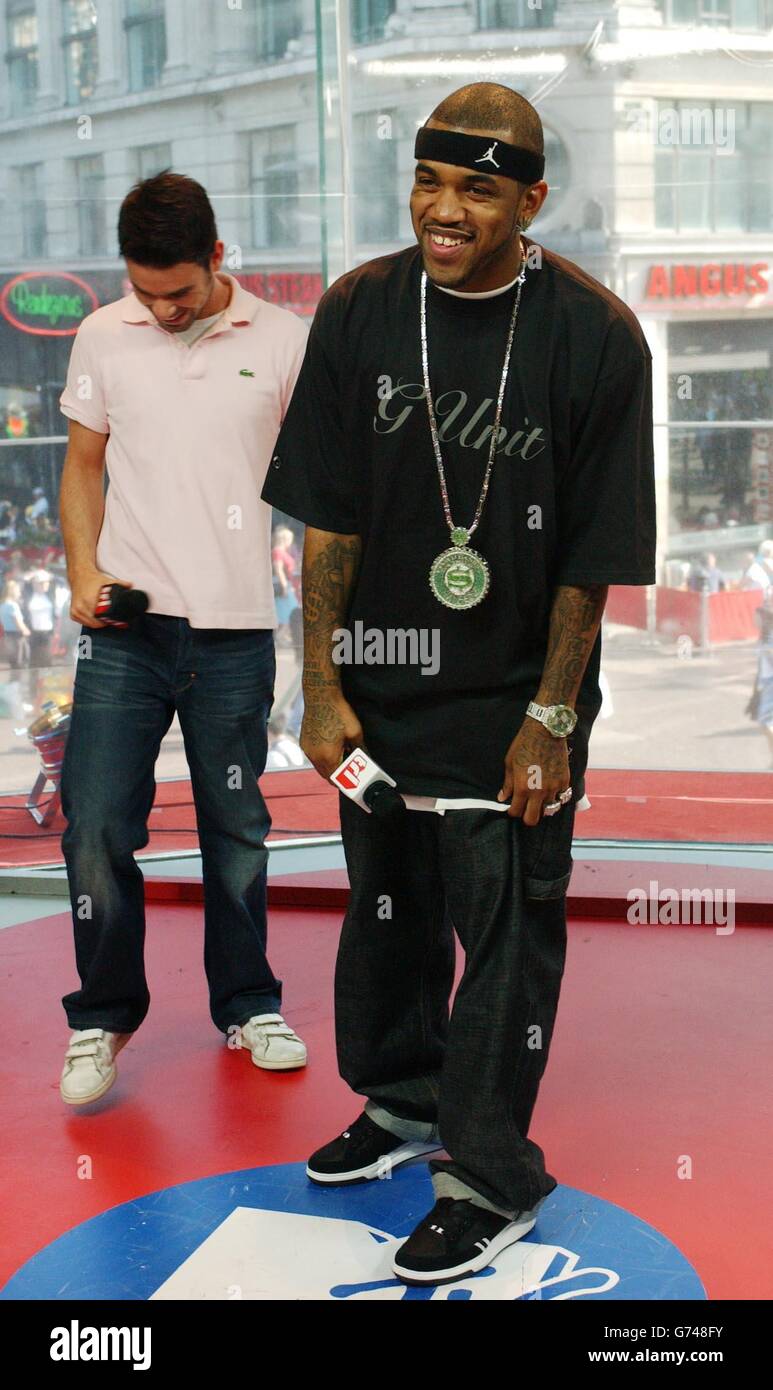 MTV presenter Dave Berry (left) with US rap artist Lloyd Banks during his  guest appearance on