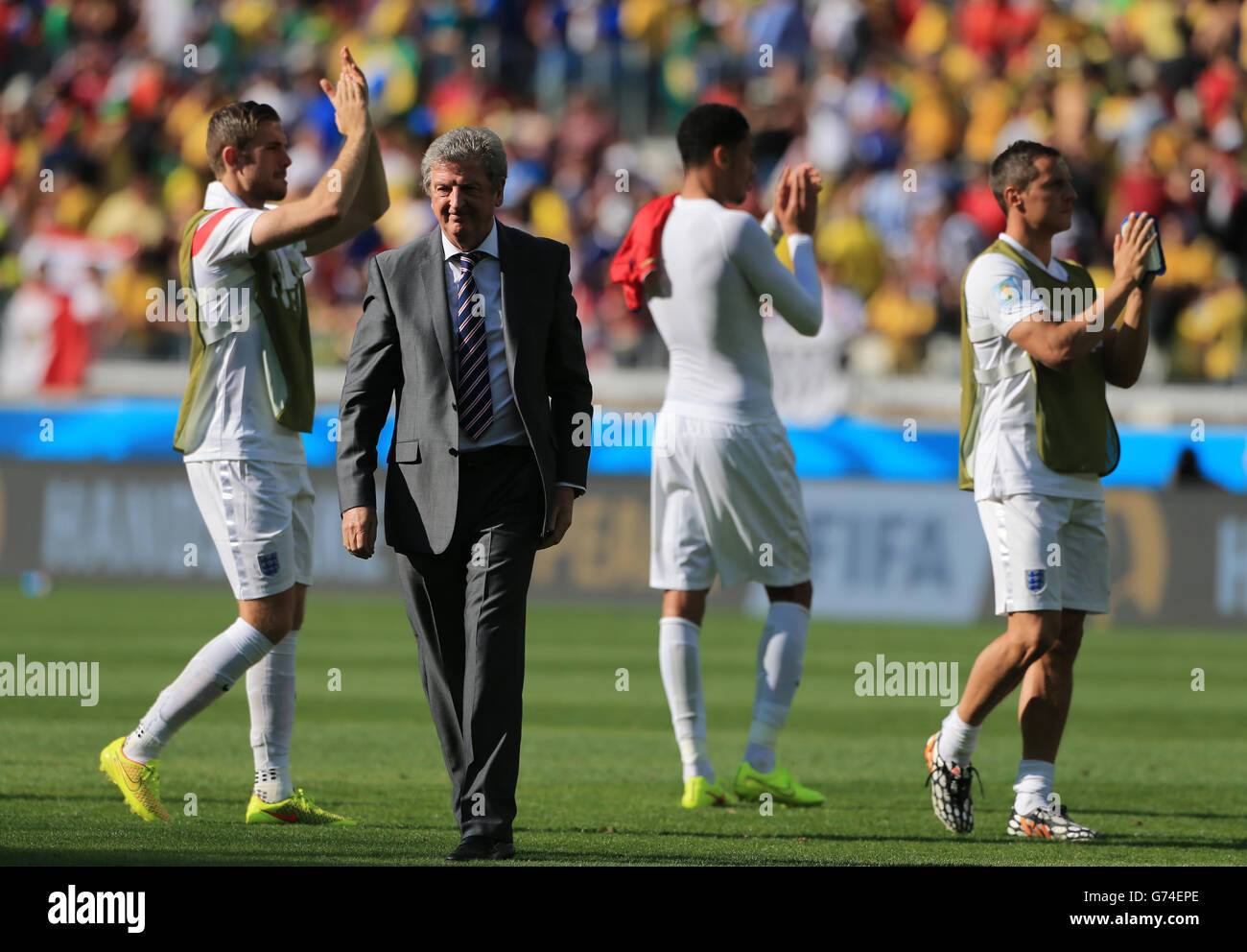 England manager Roy Hodgson after the FIFA World Cup, Group D match at the Estadio Mineirao, Belo Horizonte, Brazil. Stock Photo