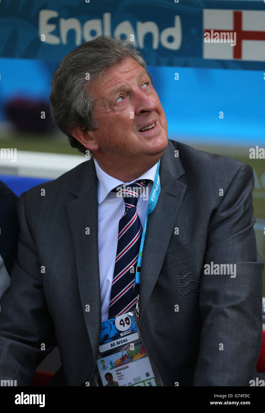 Soccer - FIFA World Cup 2014 - Group D - Costa Rica v England - Estadio Mineirao. England manager Roy Hodgson before the match Stock Photo
