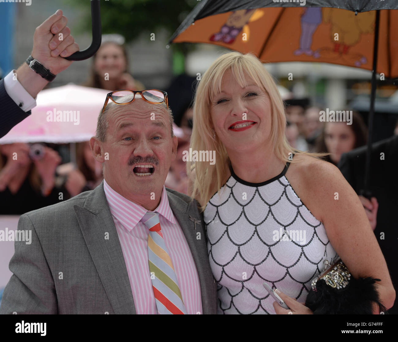 Brendan O'Carroll and Jennifer Gibney attending the world premiere of Mrs Brown's Boys D'Movie at the Savoy Cinema in O'Connell Street, Dublin. PRESS ASSOCIATION Photo. Picture date: Wednesday June 25, 2014. Photo credit should read: Artur Widak/PA Wire Stock Photo