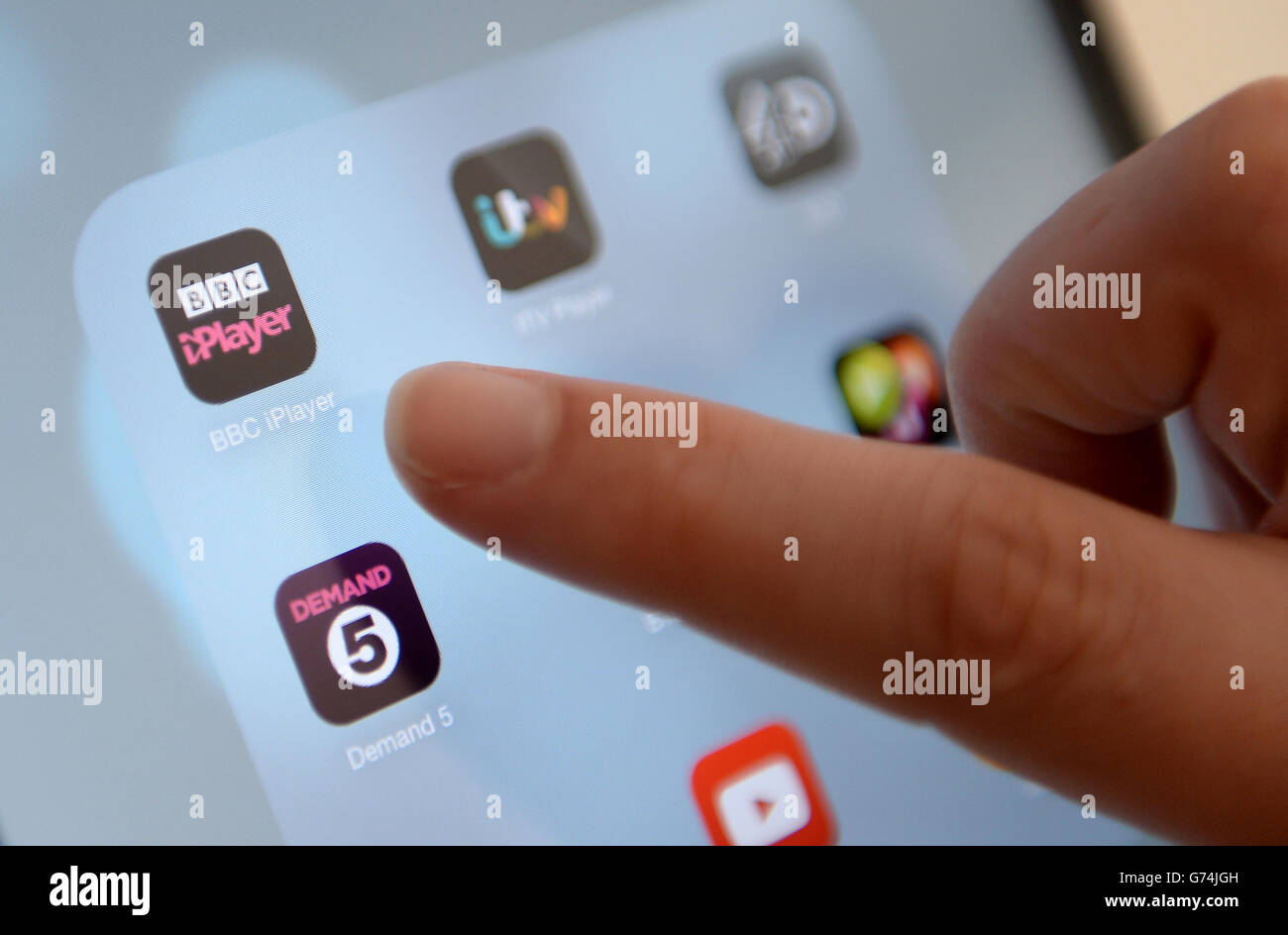 App Stock. The BBC iPlayer App is used on an Apple iPad mini Stock Photo