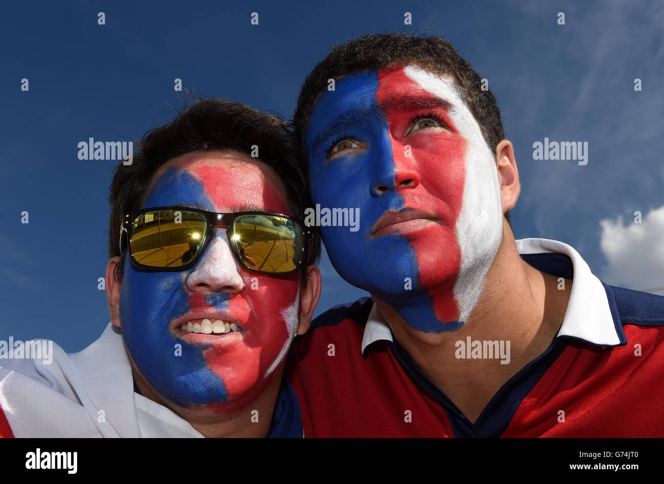Soccer - FIFA World Cup 2014 - Group B - Chile v Australia - Arena Pantanal. Chile fans on the streets of Cuiaba close to the Arena Pantanal early before kick-off. Stock Photo