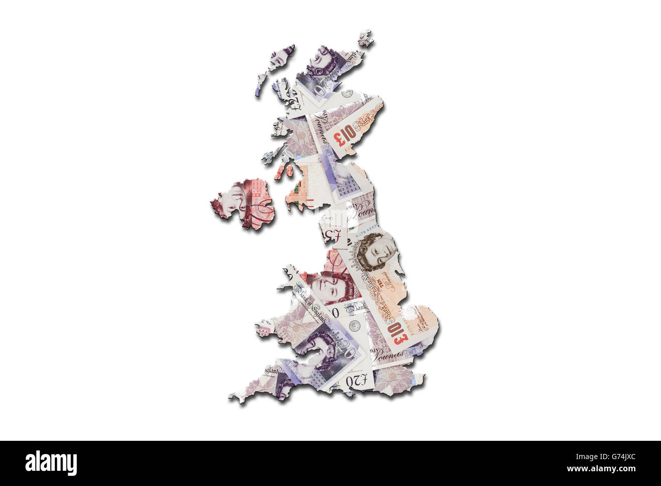 UK map made of pound bill Stock Photo