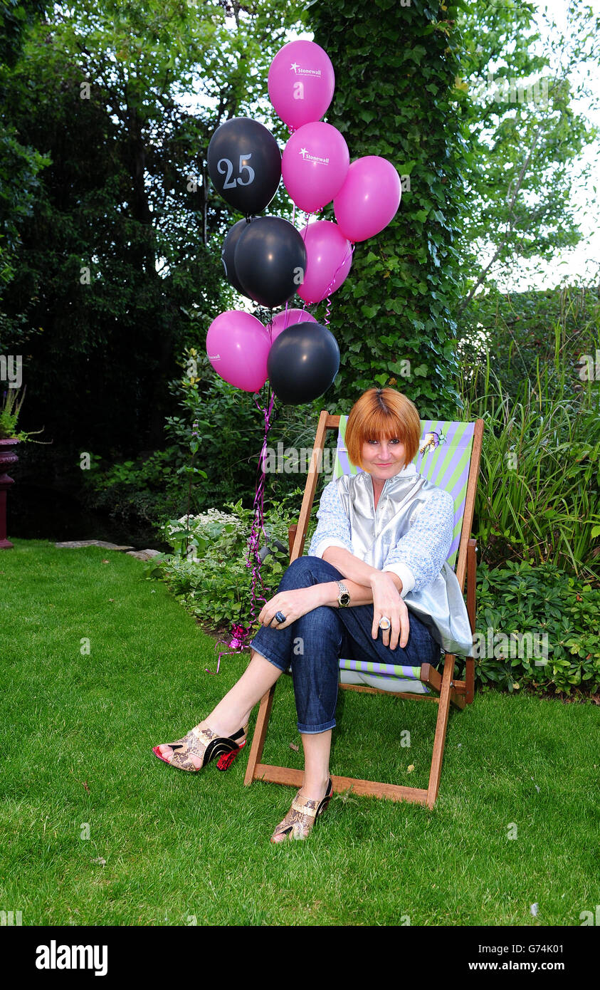 Mary Portas attending the Stonewall Summer Party at the Kensington Roof Gardens in London as the gay rights charity celebrates its 25th anniversary. Stock Photo