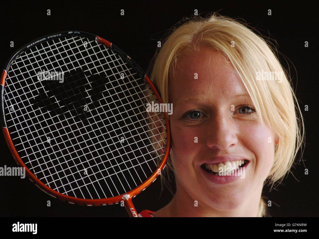 Gail Emms from Bedford member of the British olympic Badminton team, in Coral Beach Bay, the GB Olympic Holding Camp in Cyprus. Stock Photo