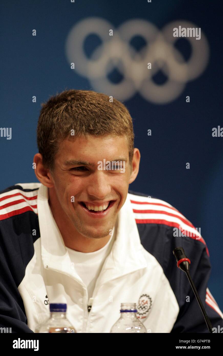 American swimmer Mark Phelps speaks to the media at the Main Press ...