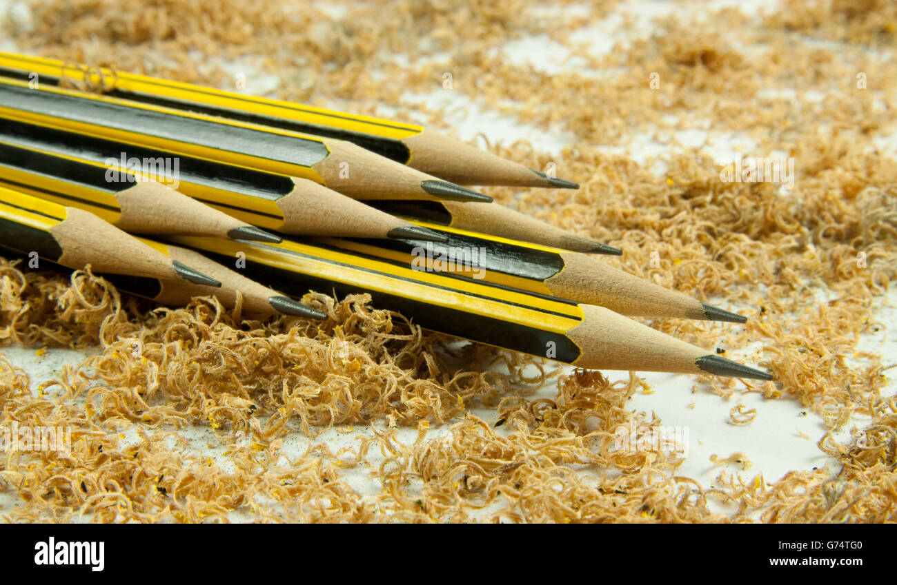Wooden pencil with shavings Stock Photo Alamy