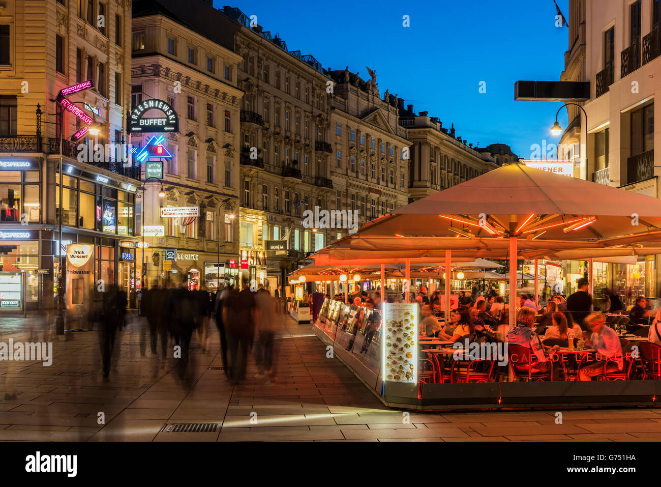 Night view of Graben Street, Vienna, Austria Stock Photo