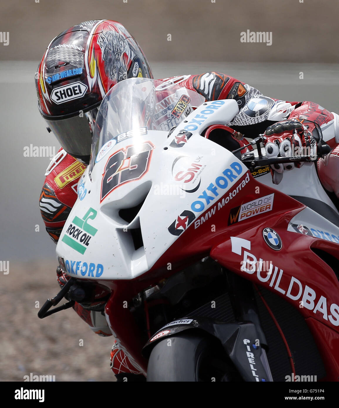 BMW- Buildbase BMW Motorrad's Ryuichi Kiyonari competes in the 2014 MCE Britsh Superbike Championship, Round 4, in association with Pirelli during the MCE British Superbike Championship Race at Knockhill Racing Circuit, Fife. Stock Photo