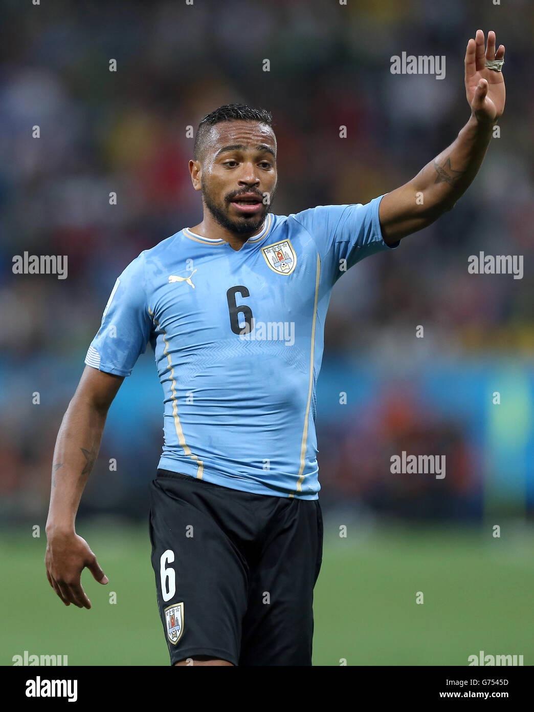 Soccer - FIFA World Cup 2014 - Group D - Uruguay v England - Estadio Do Sao Paulo. Alvaro Pereira, Uruguay Stock Photo