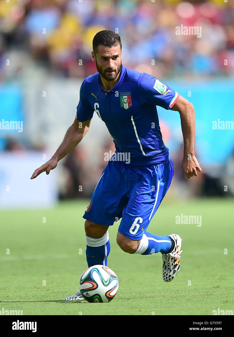 Soccer - FIFA World Cup 2014 - Group D - Italy v Costa Rica - Arena Pernambuco. Antonio Candreva, Italy Stock Photo