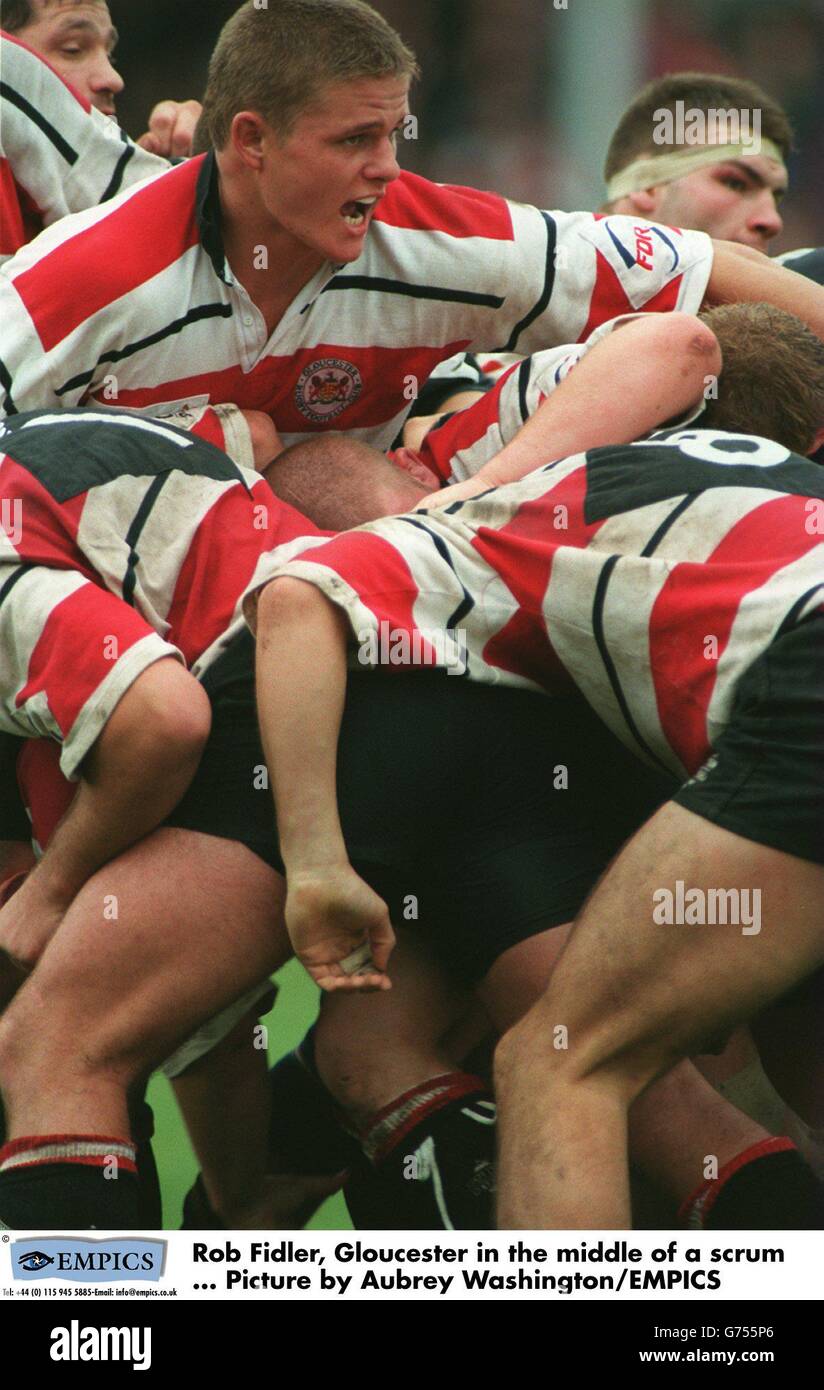 Rugby Union-Gloucester v Wasps. Rob Fidler, Gloucester in the middle of a scrum Stock Photo