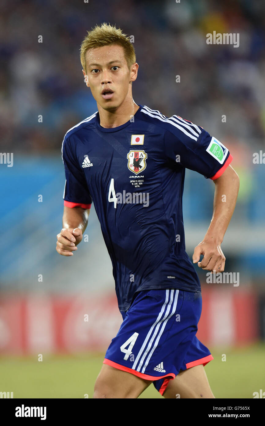 Soccer - FIFA World Cup 2014 - Group C - Japan v Greece - Estadio das Dunas. Keisuke Honda, Japan Stock Photo