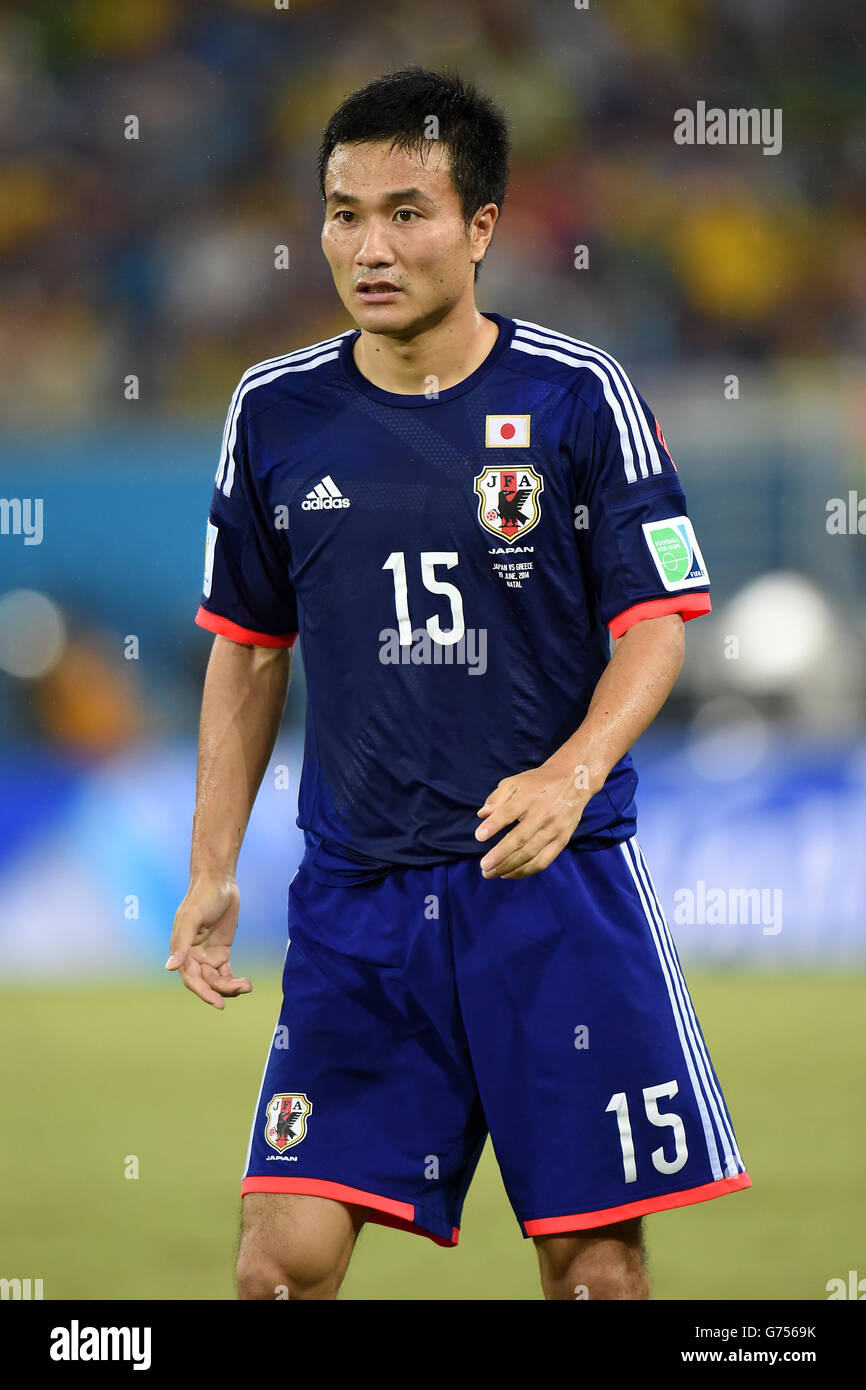 Soccer - FIFA World Cup 2014 - Group C - Japan v Greece - Estadio das Dunas. Yasuyuki Konno, Japan Stock Photo