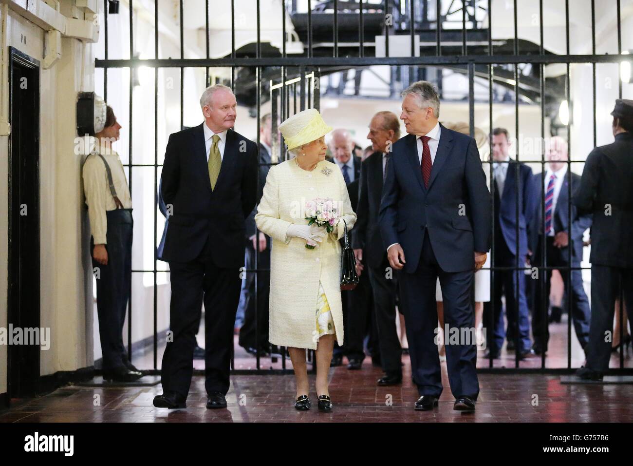 Queen Elizabeth II during a visit to Crumlin Road Gaol, Belfast, on day two of their visit to Northern Ireland. Stock Photo