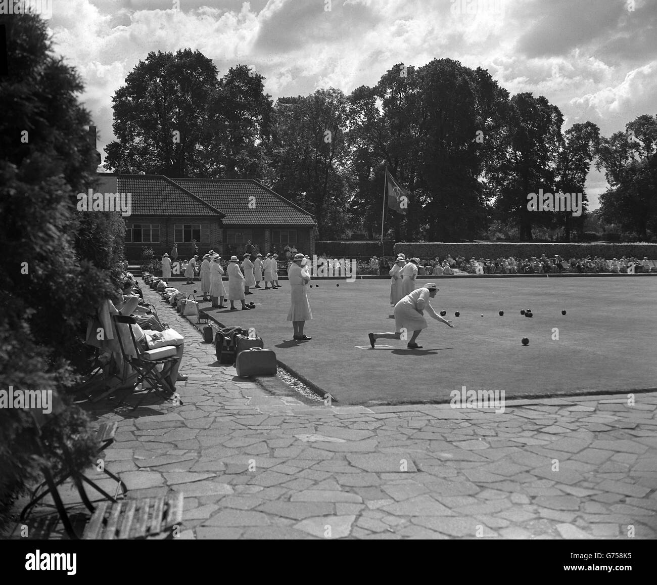 Bowls - The English Womens Bowling Association Amateur National Championships - Wimbledon Park, London. General view of the singles championship in progress. Stock Photo