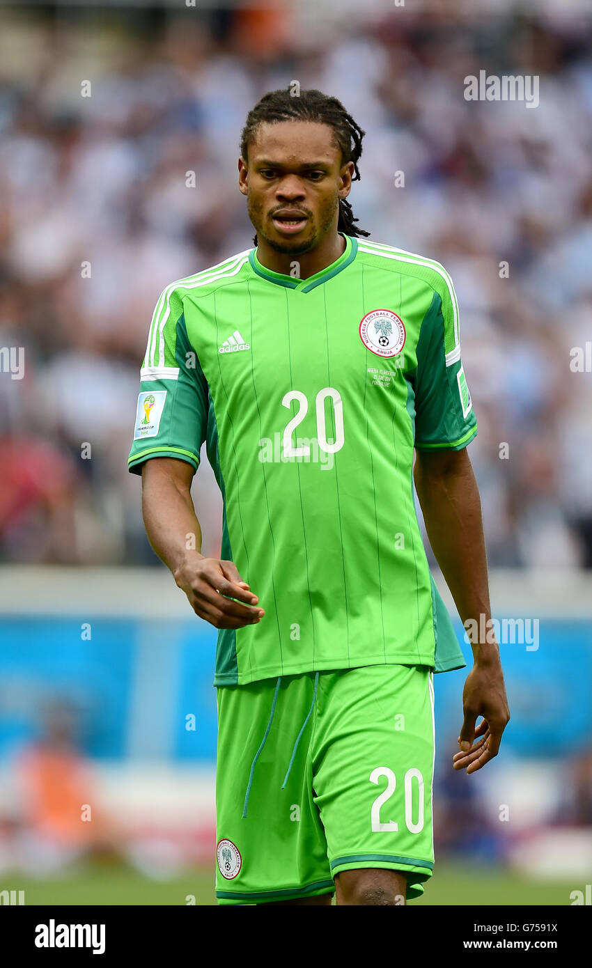 Soccer - FIFA World Cup 2014 - Group F - Nigeria v Argentina - Estadio Beira-Rio. Michael Uchebo, Nigeria Stock Photo
