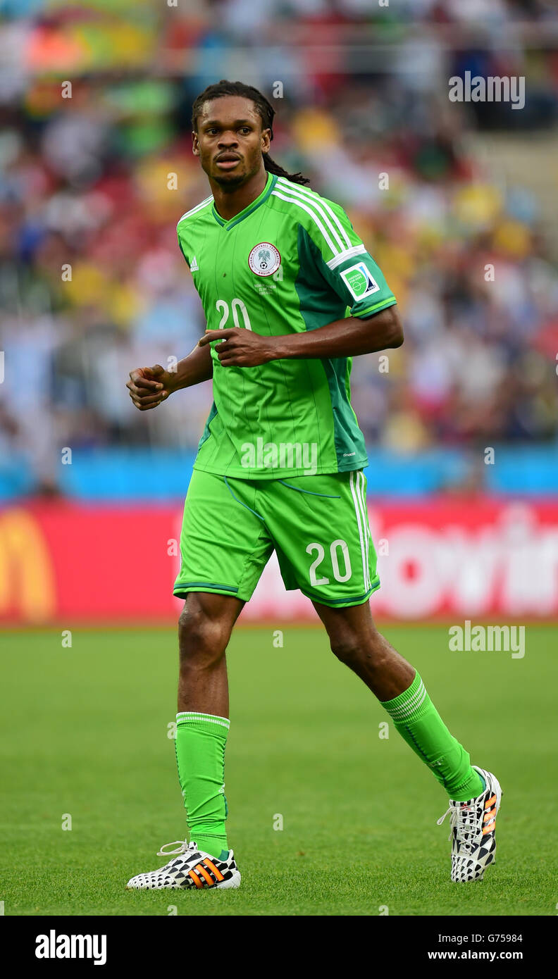 Soccer - FIFA World Cup 2014 - Group F - Nigeria v Argentina - Estadio Beira-Rio. Michael Uchebo, Nigeria Stock Photo