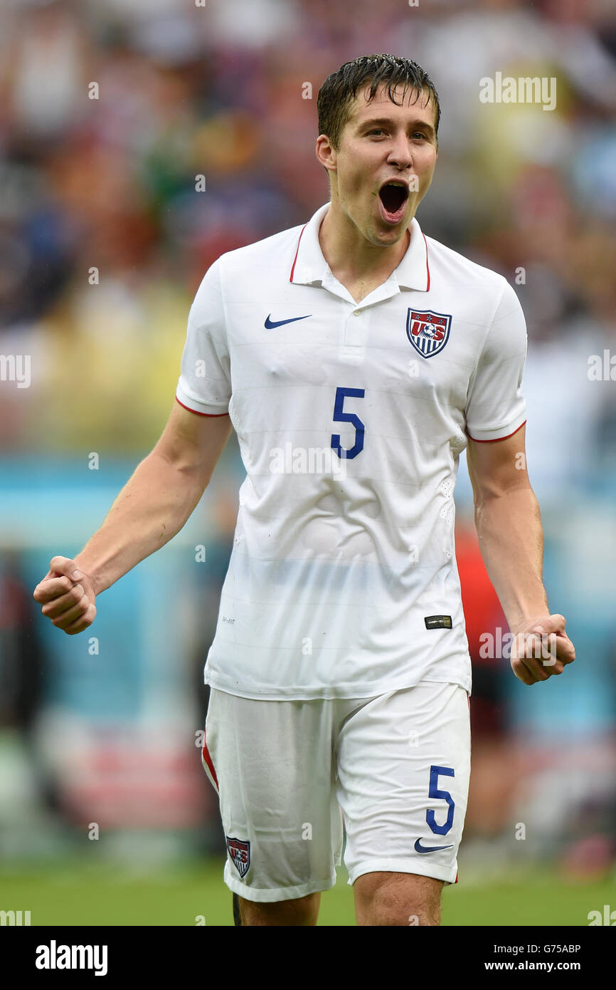 USA's Matt Besler celebrates qualification after the final whistle Stock Photo