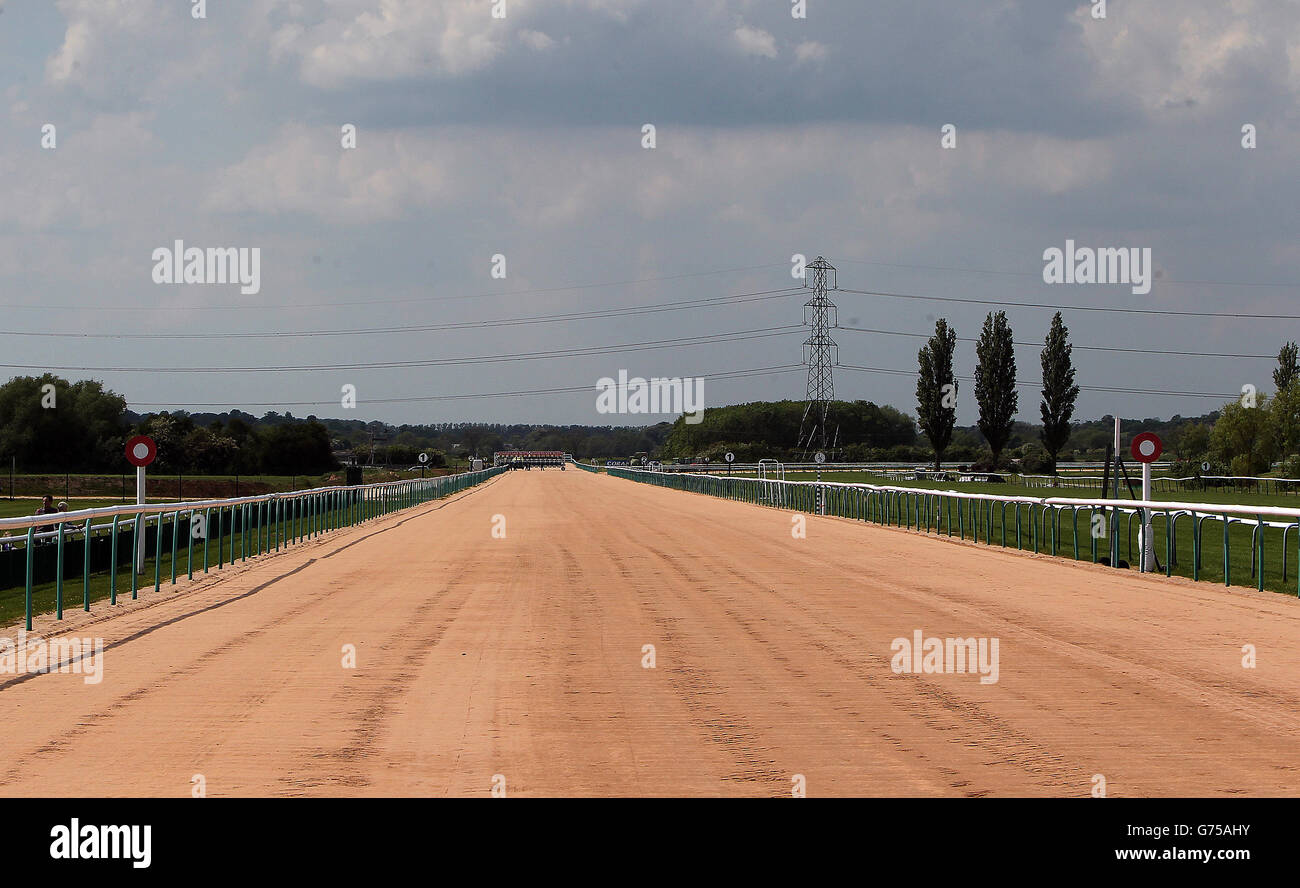 Horse Racing - Southwell Racecourse. A general view of the sand based artificial turf Stock Photo