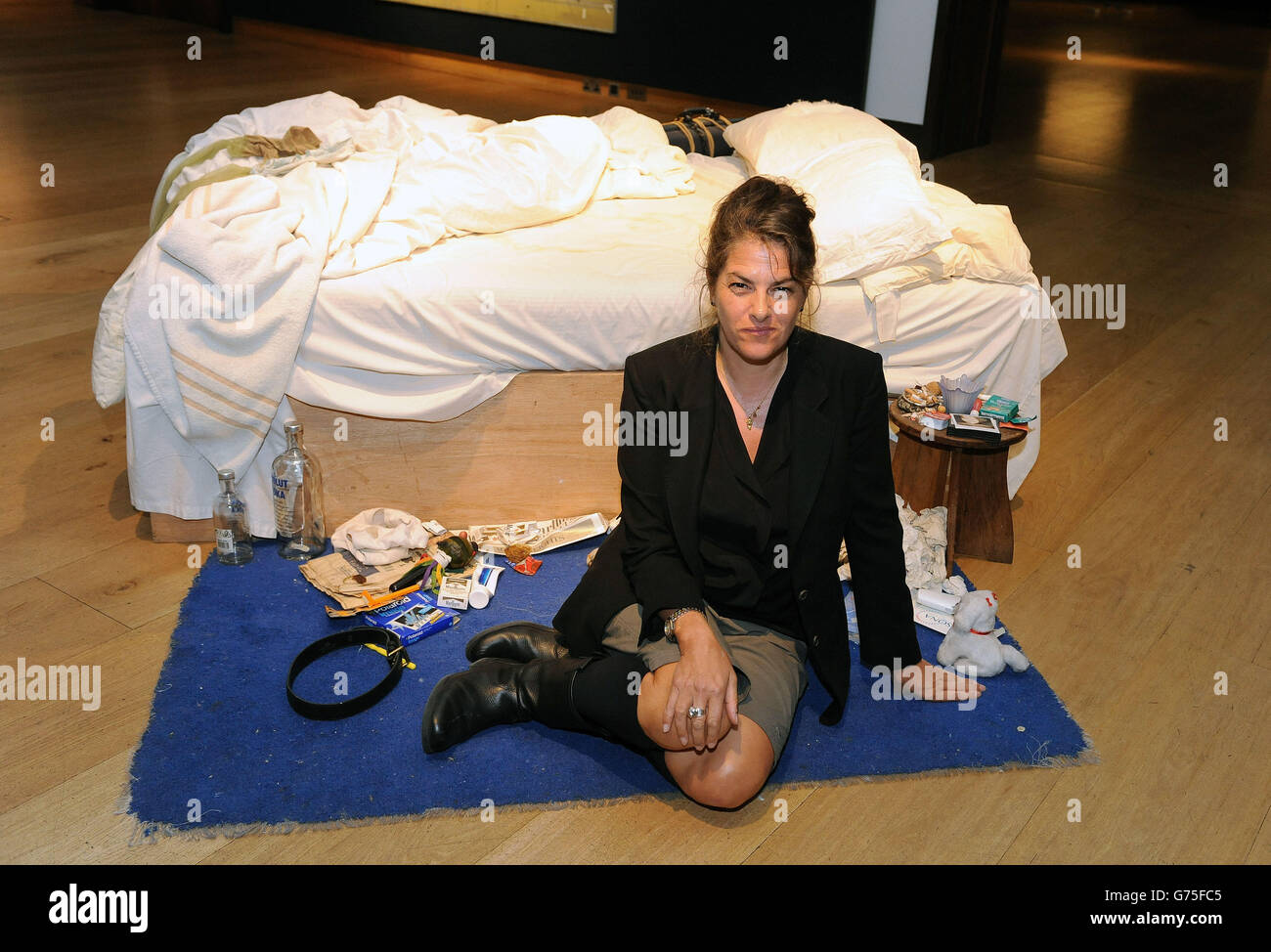 Tracey Emin's My Bed at Christie's - London. 1.2 million, at Christie's auction house, London. Stock Photo