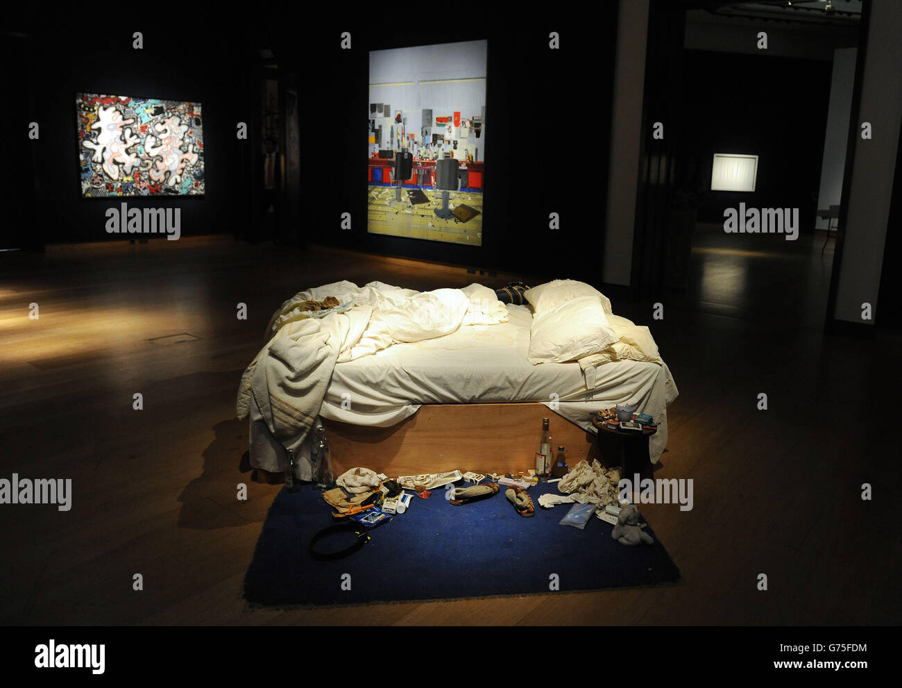 Tracey Emin's My Bed at Christie's - London Stock Photo