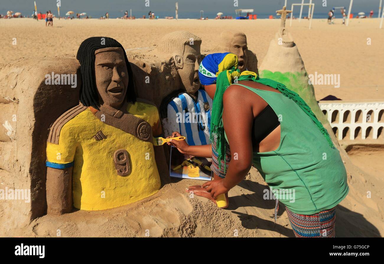 World Cup Sand Sculptures Are Created On Copacabana Beach In Rio De