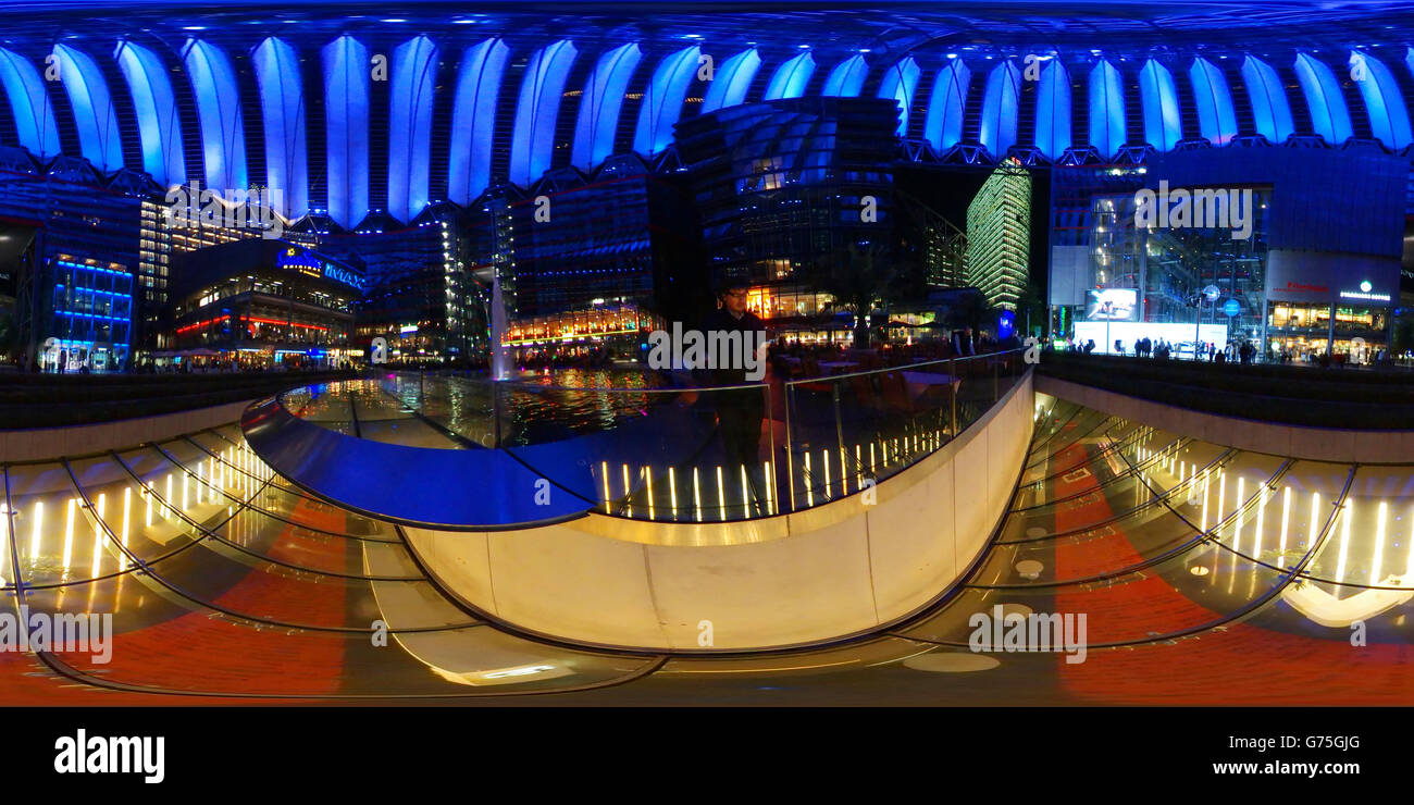 360 x 180 grad Panorama: Sony Center, Potsdamer Platz, Berlin. Stock Photo