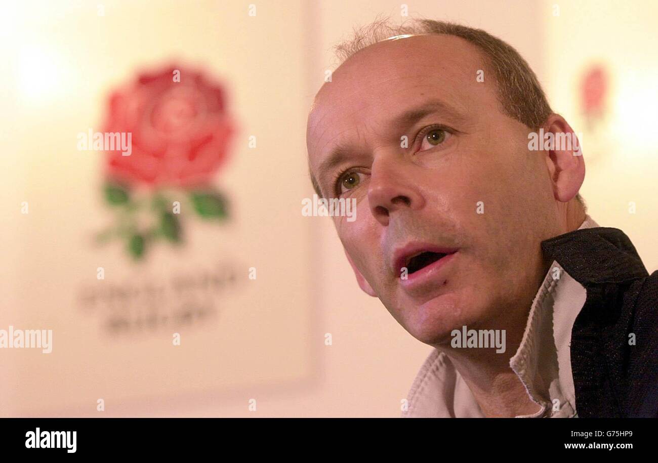 England rugby union coach, Clive Woodward at a press conference, at the