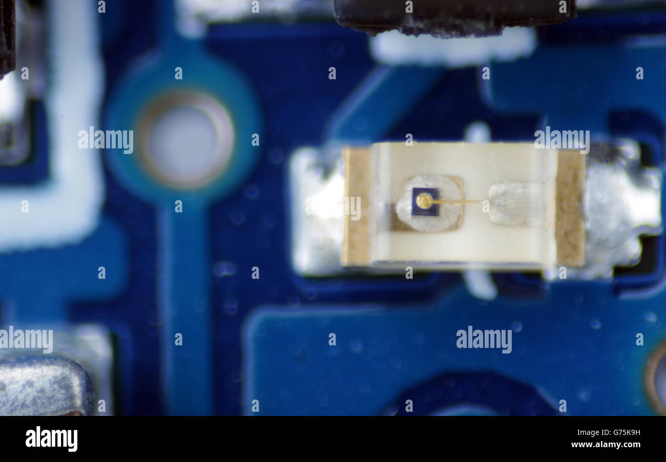 macro photo of an electronic component diode on the circuit board pcb ...